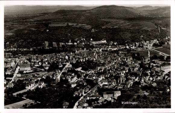 Postcard Waiblingen in Württemberg, aerial view of the city and landscape