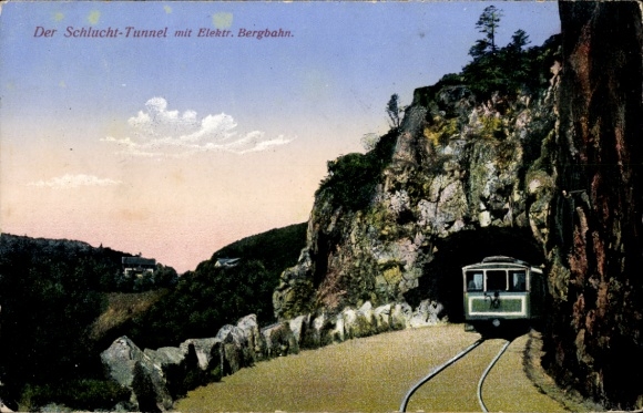 Postcard Lorraine Vosges, Col de la Schlucht, Schluchttunnel and electric mountain railway