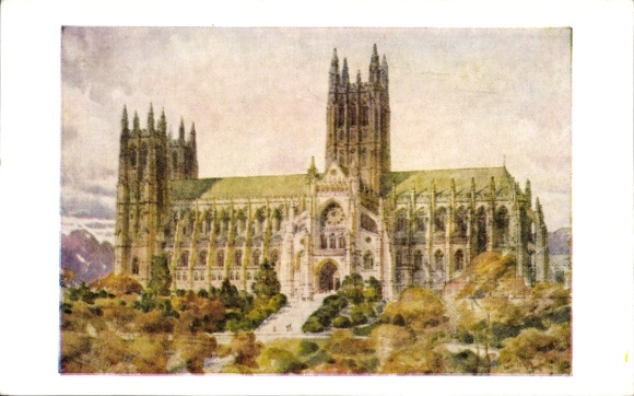 Artist Postcard Washington DC USA, Mount St Alban, Cathedral