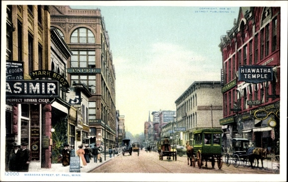 Postcard Saint Paul Minnesota USA, Warsha Street, Hiawatha Temple
