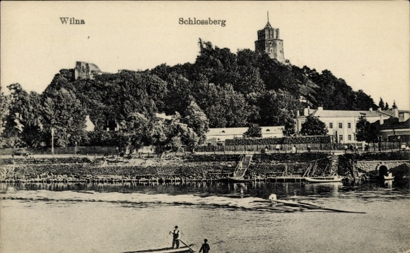 Postcard Vilna Lithuania, view of the castle hill and surroundings