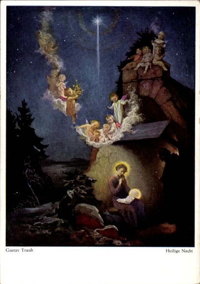 Artist Postcard Traub, Gustav, Holy Night
