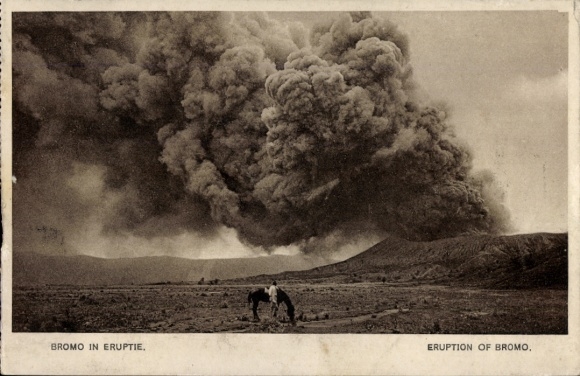 Postcard Indonesia, eruption of Bromo