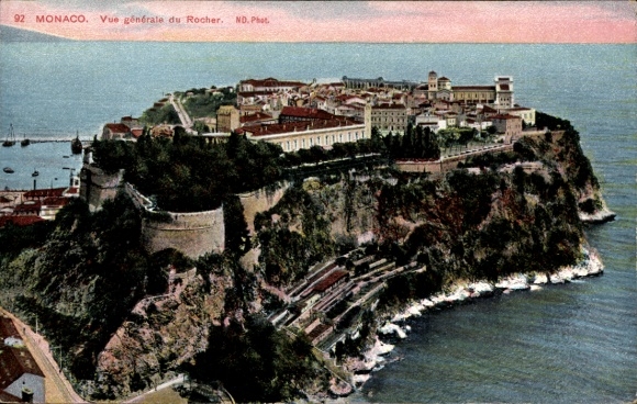 Postcard Monaco, view of the rock, harbor, cityscape
