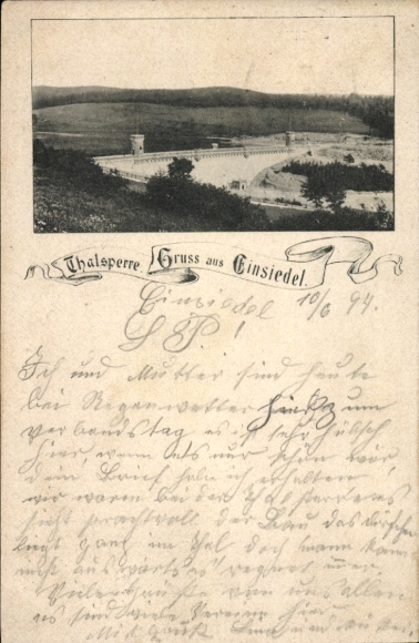 Postcard Einsiedel Chemnitz, Thalsperre