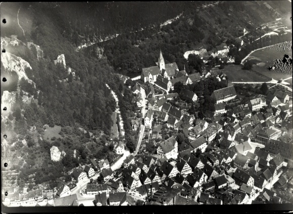 Schorndorf in the Remstal, Württemberg. The image shows an aerial photograph of Schorndorf. Clearly...