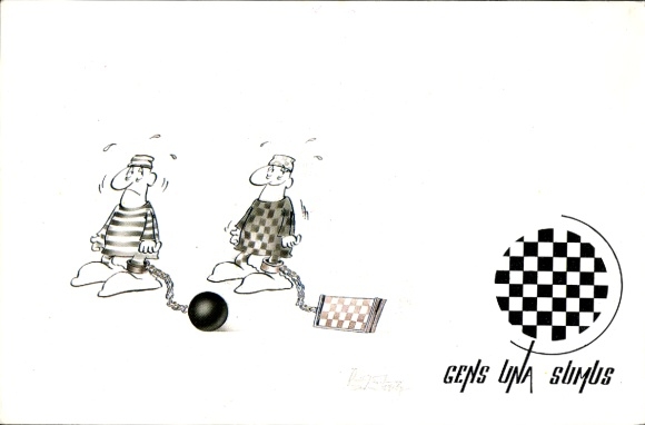 Artist Postcard Jovan Prokopijević, Gens una sumus, We are one nation, Belgrade, Yugoslavia