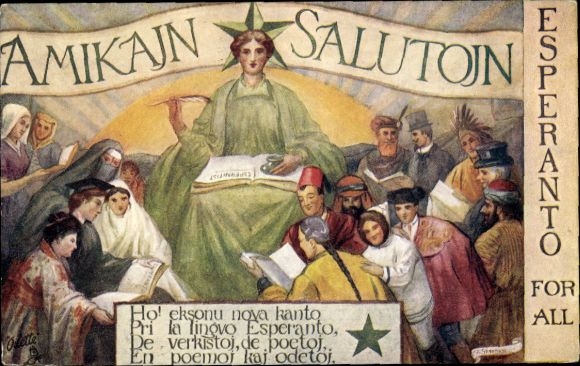 Artist Postcard Kind regards, Esperanto for all