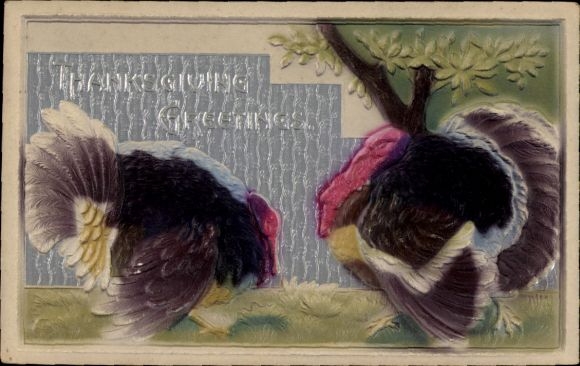 Embossing Card Congratulations Thanksgiving, Turkeys