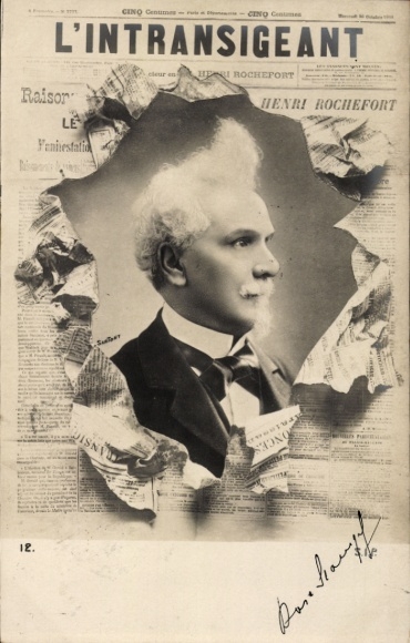 Newspaper Postcard L'Intransigeant, writer and politician Henri Rochefort