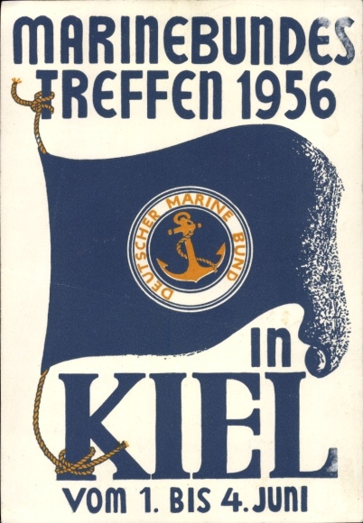 Postcard Kie, Marine Federation Meeting 1956 from 1 to 4 June, German Marine Federation