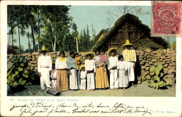 Postcard México, Grupo de Indios y su Jacal