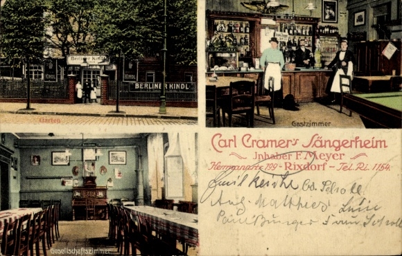 Postcard Berlin Neukölln Rixdorf, Carl Cramer's Sängerheim, interior view, Hermannstraße 199, billiards