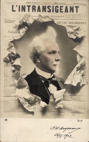 Newspaper Postcard L'Intransigeant, writer and politician Henri Rochefort