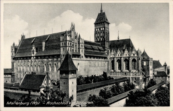 Postcard Malbork Marienburg West Prussia, High Castle from the southeast