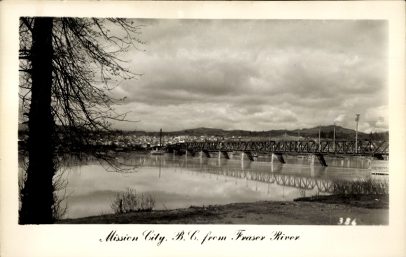 Postcard Mission City British Columbia Canada, Fraser River, Bridge