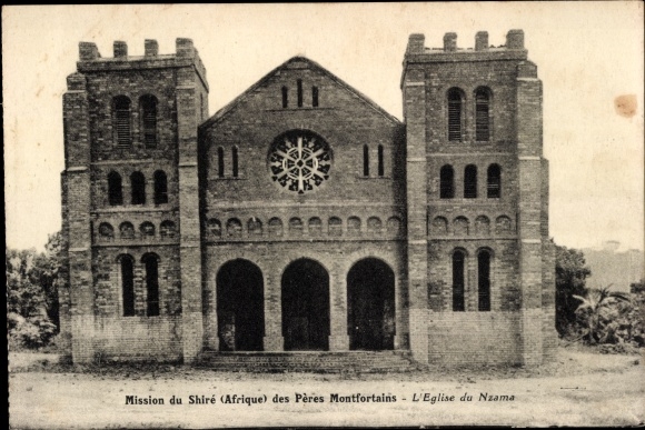 Postcard Nzama Malawi, Mission of the Shire of the Montfort Fathers, Church