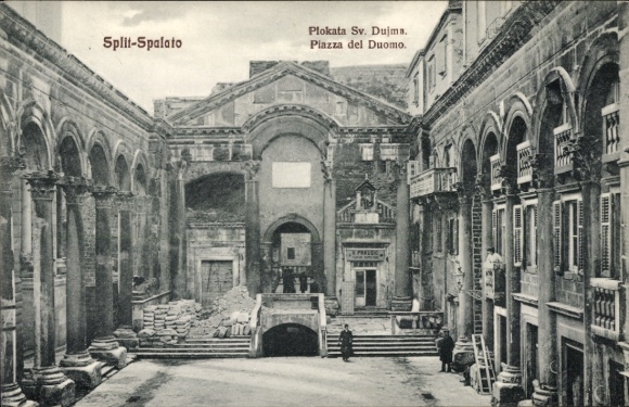 Postcard Split Spalato Croatia, Piazza del Duomo