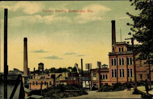 Postcard Sheboygan Wisconsin USA, Factory District