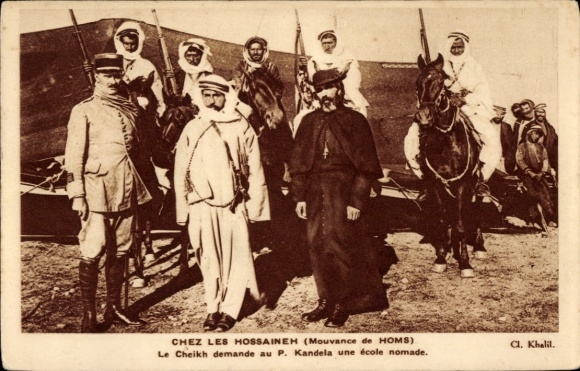 Postcard Syrien, Chez les Hossaineh, Mouvance de Homs, Sheikh, P. Kandela, nomadic school