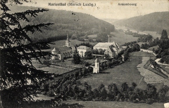 PC Marienthal Helperknapp Luxembourg, panorama of Marienthal, church, landscape