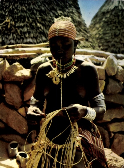 CPA Oudjda, Cameroun, Art de tressage