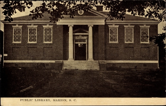 Postcard Marion South Carolina, Public Library