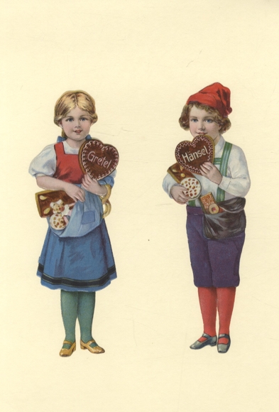 2 Hansel and Gretel wafers with gingerbread, size approx. 18.5 x 6 cm each