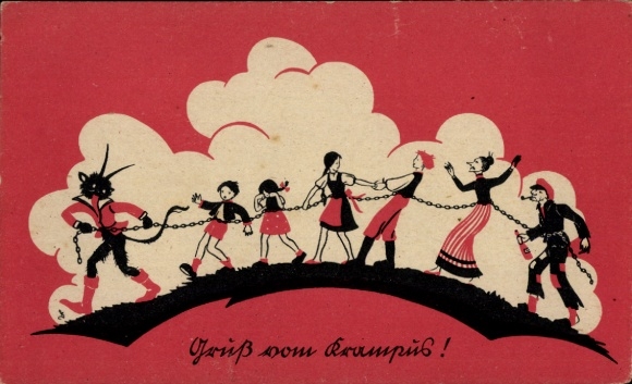 Greetings from Krampus, chained children