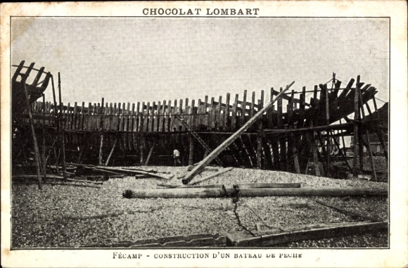 CPA Fécamp Seine Maritime, construction of a fishing boat