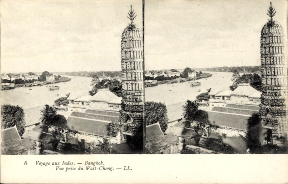 Stereo image of Bangkok, Thailand, view from Watt-Cheng