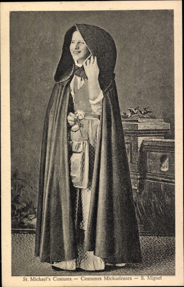 Postcard São Miguel Azores Portugal, Costumes Michaelenses, portrait in traditional costume