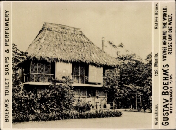 Photo Manila Philippines, Gustav Boehm's journey around the world, advertising Boehm's Toilet Soaps, residential building