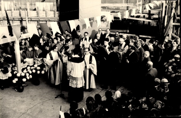 Photo: Postcard Hanbruch Aachen in North Rhine-Westphalia, laying of the foundation stone of St. Hubertus