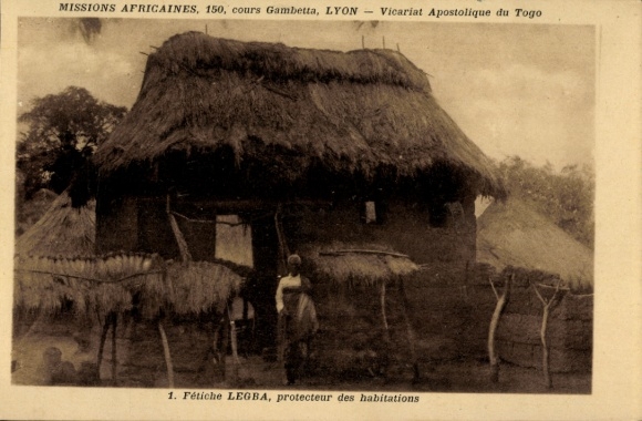 Postcard Legba Togo, Fetiche, protecteur des habitations,abri