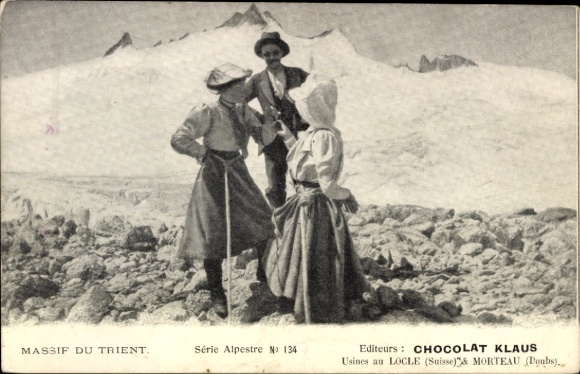 Postcard Wanderer in the Alps, Trento Massif, Chocolat Klaus