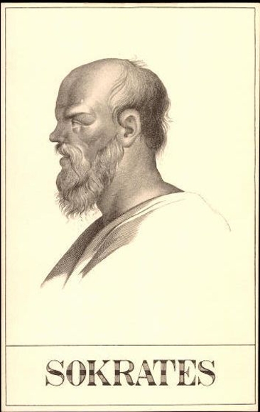 6 artist PCs in an envelope, copperplate prints of philosophers of antiquity, Oilette series