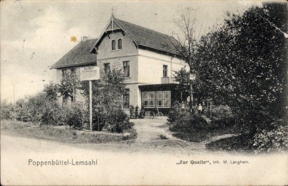 Postcard Hamburg Wandsbek Poppenbüttel, Restaurant Zur Quelle