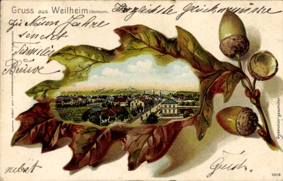 Oak leaf litho Weilheim Upper Bavaria, overall view