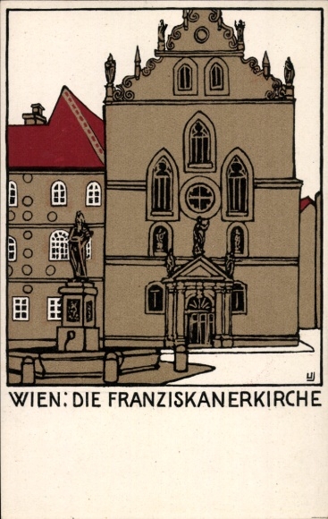 Artist Postcard Urban Janke, Vienna, Franciscan Church