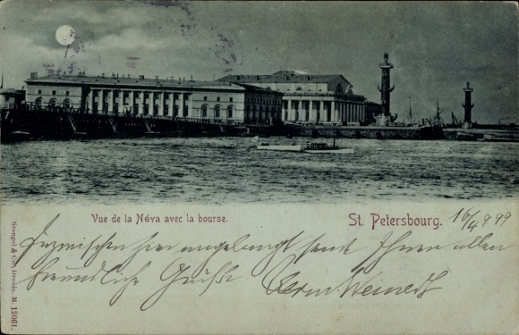CPA Saint-Pétersbourg, Russie, Vue de la Néva with the bourse