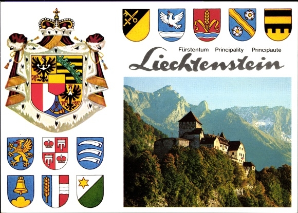 Coat of arms Postcard Liechtenstein, castle