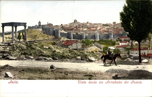 Postcard Avila Castile and León, Vista desde los Arrabales del Puente, Photochromie, Purger 3699