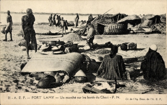 Postcard N Djamena Fort Lamy Chad, A march across the borders of Chari