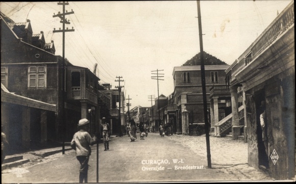 Postcard Curaçao Niederländische Antillen Karibik, Opposite side, Breedestraat