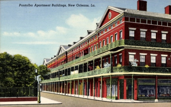 Postcard New Orleans Louisiana USA, Pontalba Apartment Buildings, La., architecture, iron balconies
