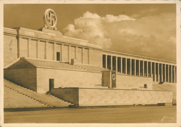 Postcard Nazi Party Rally Grounds Nuremberg, Zeppelin Field, middle section of the main grandstand