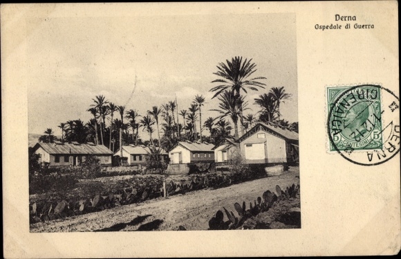 Postcard Darna Derna Libyen, War Hospital