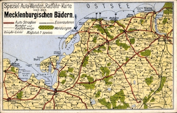 Maps of Mecklenburg seaside resorts, Wismar, Boltenhagen, Grevesmühlen, Doberan, Warnemünde