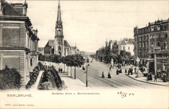 Karlsruhe in Baden, Durlacher Allee, Bernharduskirche, street view